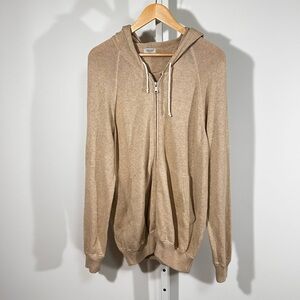Ghiaia Made in Italy Cotton Zip Hoodie – Size L (Beige Sand Knit)